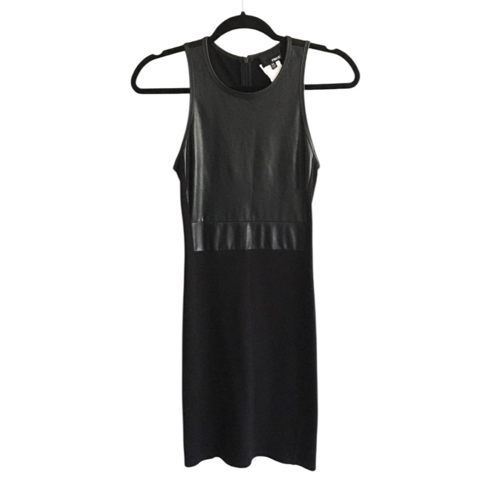 ARITZIA Wilfred Y2K Faux Leather Sleeveless Mini Dress Black XS